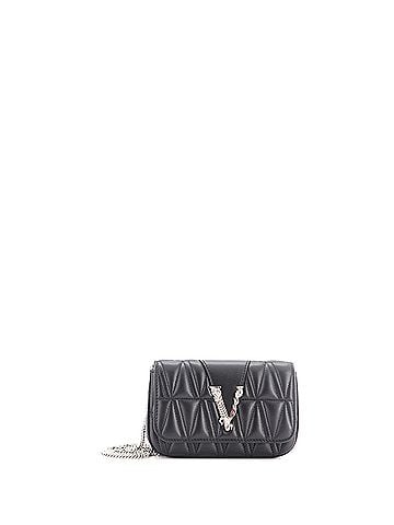 Versace Virtus Chain Flap Shoulder Bag Quilted Leather Mini (view 1)