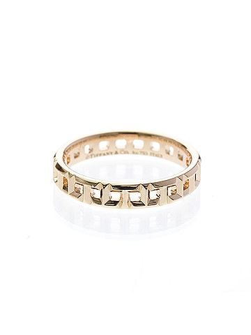 Tiffany & Co. Tiffany T True Narrow Ring Pink Gold (18K) Fashion No Stone Band Ring Pink Gold (view 1)