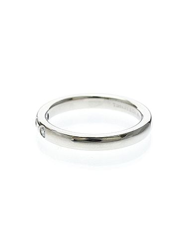 Tiffany & Co. Tiffany Stacking Band Ring 3P Diamond Platinum Fashion Diamond Band Ring Silver (view 2)
