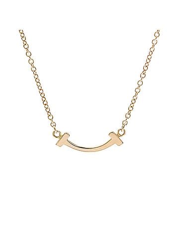 Tiffany & Co. Tiffany Tiffany T Smile Micro Size Necklace Pink Gold (18K) No Stone Men,Women Fashion Necklace (Pink Gold) (view 1)