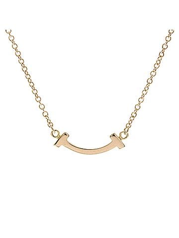 Tiffany & Co. Tiffany Tiffany T Smile Micro Size Necklace Pink Gold (18K) No Stone Men,Women Fashion Necklace (Pink Gold) (view 2)