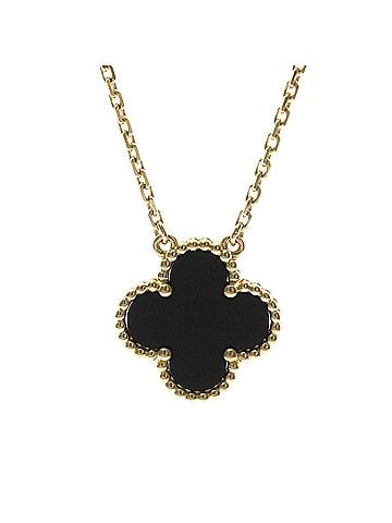 Van Cleef & Arpels Van Cleef &amp; Arpels Vintage Alhambra Necklace Yellow Gold (18K) Onyx Men,Women Fashion Necklace (Gold) (view 1)
