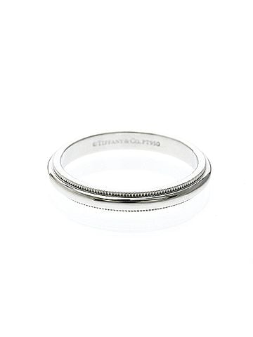 Tiffany & Co. Tiffany Milgrain Band Ring Platinum Fashion No Stone Band Ring Silver (view 1)