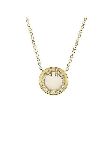 Tiffany & Co. Tiffany T TWO Circle Diamond Necklace Mini Model Yellow Gold (18K) Diamond,Mother Of Pearl Men,Women Fashion Necklace (Gold) (view 1)
