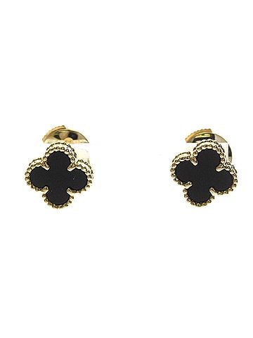 Van Cleef & Arpels Van Cleef &amp; Arpels Sweet Alhambra Earrings Onyx Yellow Gold (18K) Stud Earrings Gold (view 1)