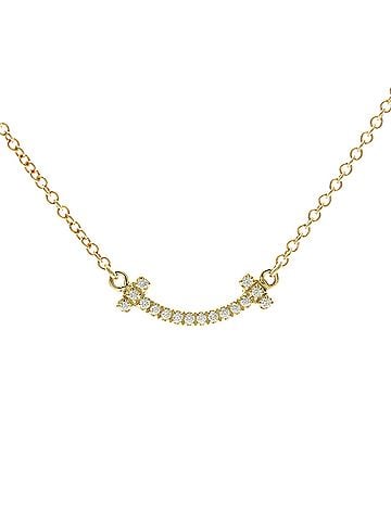 Tiffany & Co. Tiffany Tiffany T Smile Micro Size Necklace Yellow Gold (18K) Diamond Men,Women Fashion Necklace (Gold) (view 1)