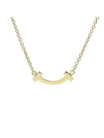 Tiffany & Co. Tiffany Tiffany T Smile Micro Size Necklace Yellow Gold (18K) Diamond Men,Women Fashion Necklace (Gold) (view 2)