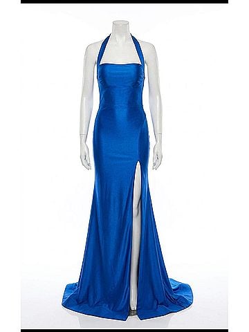 Atria Clothing Jersey Halter Gown in Signature Royal (view 1)