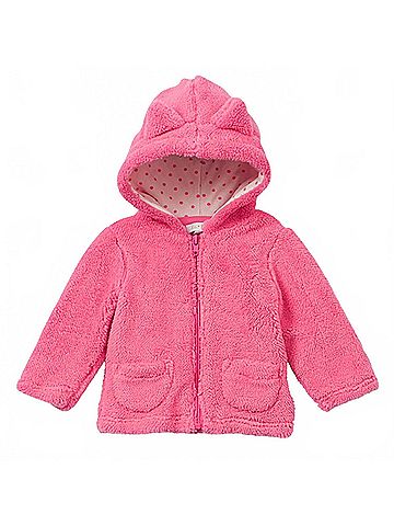 Le Top Le Top Baby "Miss Kitty" Hooded Plush Jacket In Azalea Pink With Ears (view 1)