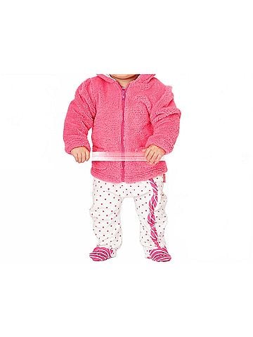 Le Top Le Top Baby "Miss Kitty" Hooded Plush Jacket In Azalea Pink With Ears (view 2)