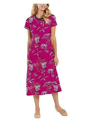 Jude Connally Alexandra T-Shirt Midi Dress in Elephant Safari Orchid (view 2)