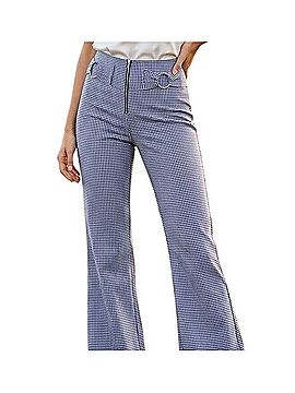 Dolly Custom Luxurysilk Western Gingham Flare Pants Silk Pants (view 1)