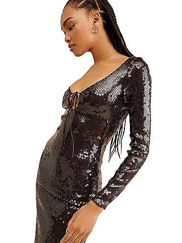 Bardot Verona Long-Sleeve Sequin Slim Midi Dress Casual Dress (view 1)