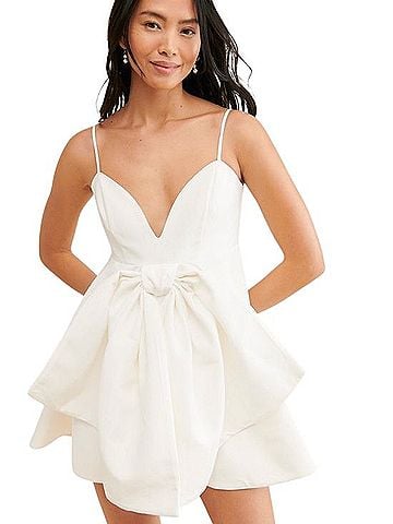 Bardot Spaghetti Strap Bow-Front Mini Dress Cocktail Dress (view 1)