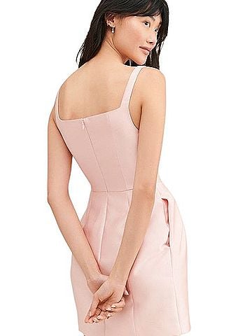 Maison Amory Structured Satin Square-Neck Mini Dress Cocktail Dress (view 2)