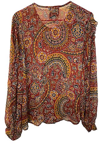 Johnny Was Epsilon Peasant Paisley Pin Tuck Long Sleeve Blouse (view 1)