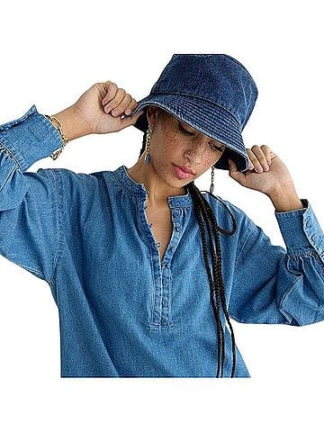 J.Crew Button Denim Shift Dress Casual Dress (view 2)