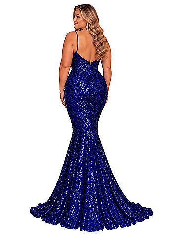 Portia & Scarlett Cobalt Sequin Mermaid Gown Cocktail Dress (view 2)