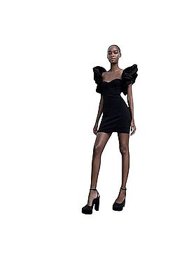 Zara Voluminous Sleeve Bustier Dress Cocktail Dress (view 1)