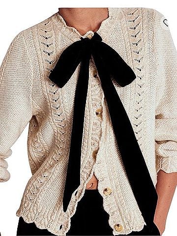 Boden Velvet Bow Cable Cardigan Cardigan (view 2)