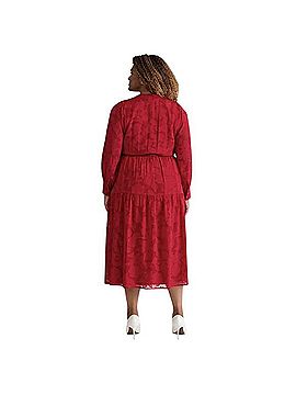 Kasper Plus Tiered Burnout Maxi Dress Casual Dress (view 2)