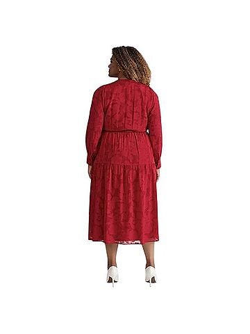 Kasper Plus Tiered Burnout Maxi Dress Casual Dress (view 2)
