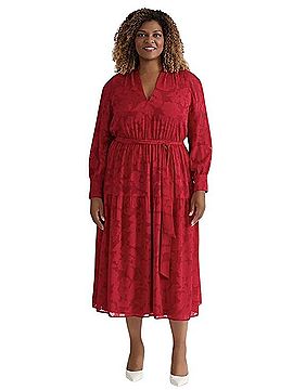 Kasper Plus Tiered Burnout Maxi Dress Casual Dress (view 1)