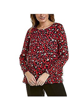 Anne Klein Printed Double Layer Blouse Long Sleeve T-Shirt (view 1)