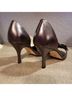 Butter Metallic Pewter Open-Toe Heels with Bow Detail Heels - photo 5