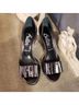 Butter Metallic Pewter Open-Toe Heels with Bow Detail Heels - photo 9