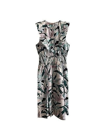 Tory Burch Smocked Printed Floral Ruffle Dress Casual Dress (view 2)