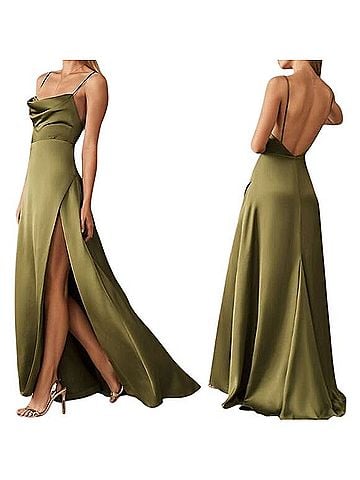 Fame And Partners Rosabel Cowl Neck Strappy Draped Gown Cocktail Dress (view 1)