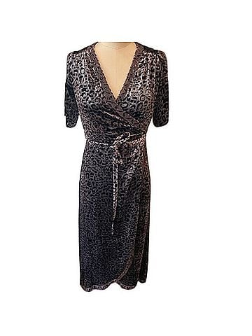 Johnny Was Leopard Velvet Wrap Dress Casual Dress (view 1)