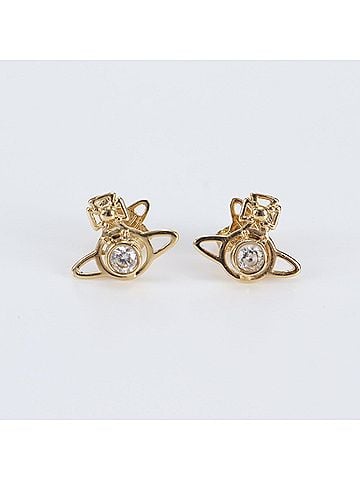 Vivienne Westwood Vivienne Westwood Orb Nano Solitaire Earrings, Gold, Fashion Accessory, Women's (view 1)