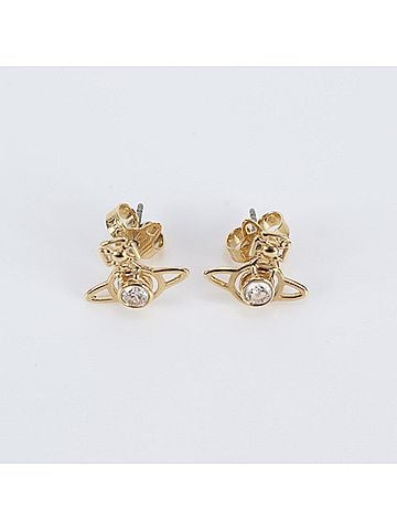 Vivienne Westwood Vivienne Westwood Orb Nano Solitaire Earrings, Gold, Fashion Accessory, Women's (view 2)