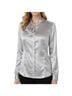 Maxime 100% Silk Solid Silver Gray Long Sleeve Button-Down Shirt Size L - photo 1