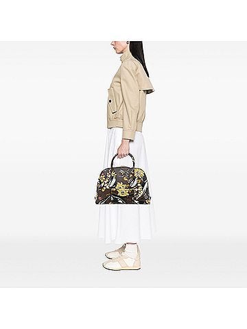 Prada Large Saffiano Lux Floral Print Promenade Front Pocket Satchel (view 2)
