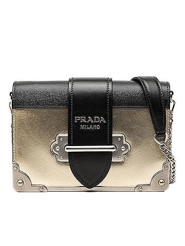 Prada Saffiano Trimmed Metallic Vitello Cahier Bag (view 1)