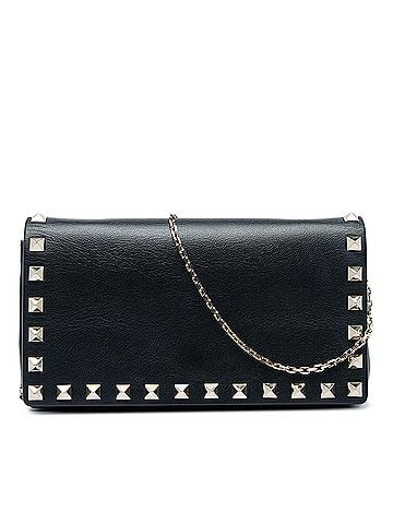 Valentino Calfskin Rockstud Wallet On Chain (view 1)