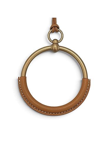 Hermès HERMES Hermes Leather Gold Bronze Loop Grand Necklace Pendant Accessory, Made in USA, Women's, with Dust Bag (view 1)