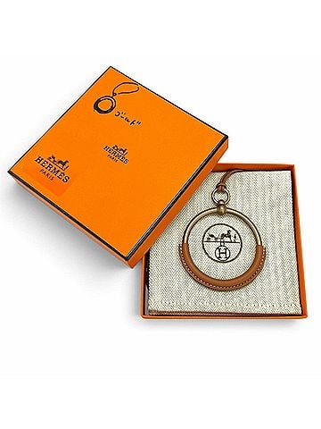 Hermès HERMES Hermes Leather Gold Bronze Loop Grand Necklace Pendant Accessory, Made in USA, Women's, with Dust Bag (view 2)