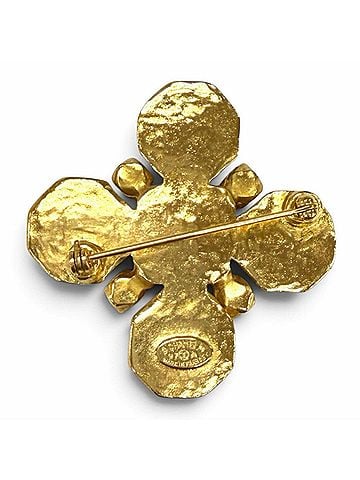 Chanel CHANEL Vintage 97A Gripoix Coco Mark Brooch, Red and Green, Gold Hardware, Made in France, Women's. (view 2)