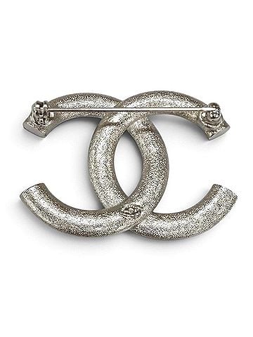 Chanel CHANEL B16S Coco Mark Rhinestone Brooch, Silver, Made in Italy, Women's (view 2)