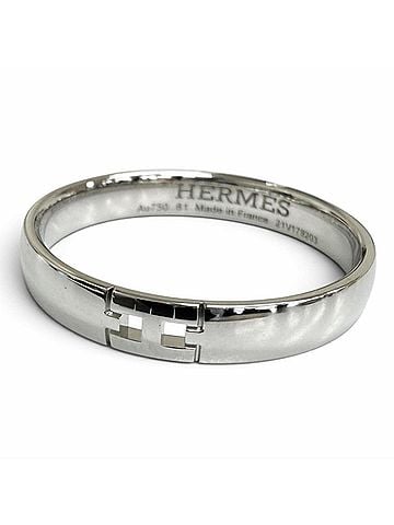 Hermès HERMES Hercules H-logo ring, AU750 white gold, made in France, 2021 model. Weight: 4.1g. Men's ring. Comes with box. (view 1)