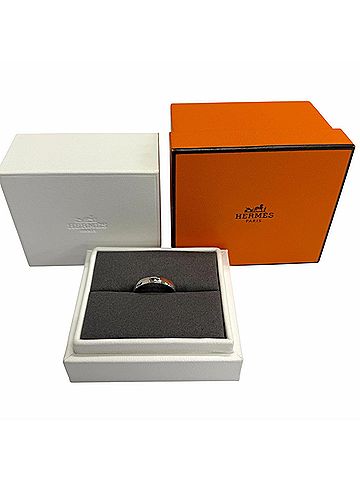 Hermès HERMES Hercules H-logo ring, AU750 white gold, made in France, 2021 model. Weight: 4.1g. Men's ring. Comes with box. (view 2)