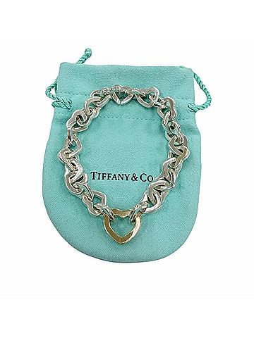 Tiffany & Co. TIFFANY&amp;Co. Tiffany Vintage Heart Link Bracelet, 925/750 (YG) Combination, Silver and Yellow Gold, Weight 34.9g, Women's, Comes with Dust Bag. (view 2)
