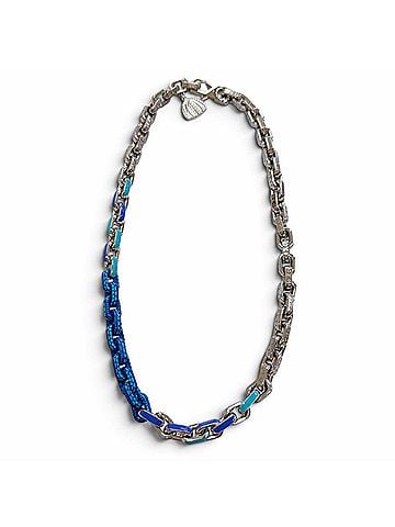 Louis Vuitton LOUIS VUITTON Yayoi Kusama Louis Vuitton 2023 Model M01095 LV x YK Paradise Chain Pumpkin Necklace Silver Blue Men's with Dust Bag (view 1)