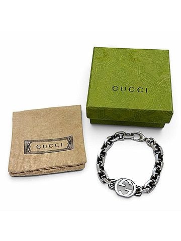 Gucci GUCCI 627068 AG925 Interlocking G Bracelet, Silver, Size 17, Made in Italy, Weight 45.0g, Men's/Women's, Comes with Box and Dust Bag. (view 2)