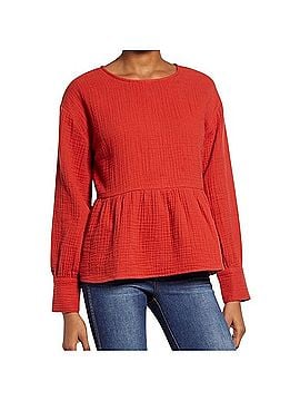 Madewell Lightspun Button-Back Peplum Top Long Sleeve T-Shirt (view 1)