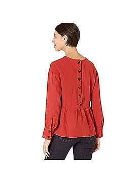 Madewell Lightspun Button-Back Peplum Top Long Sleeve T-Shirt (view 2)